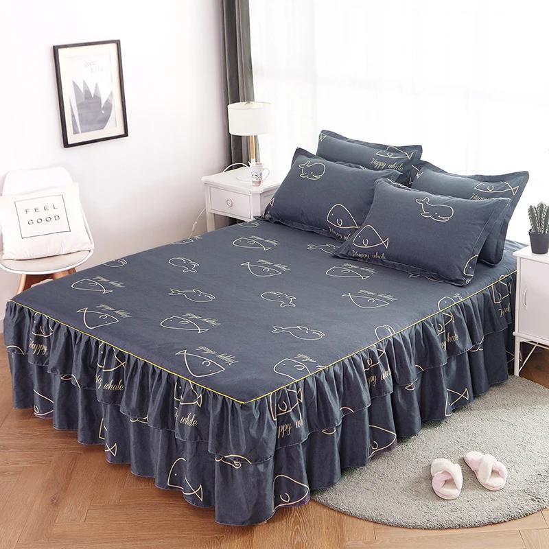 1pc Bedspread Bedroom Fitted Sheet Cover Soft Non-Slip King Queen Bed Skirt Wedding Bedskirt No Pillowcase For Four Seasons