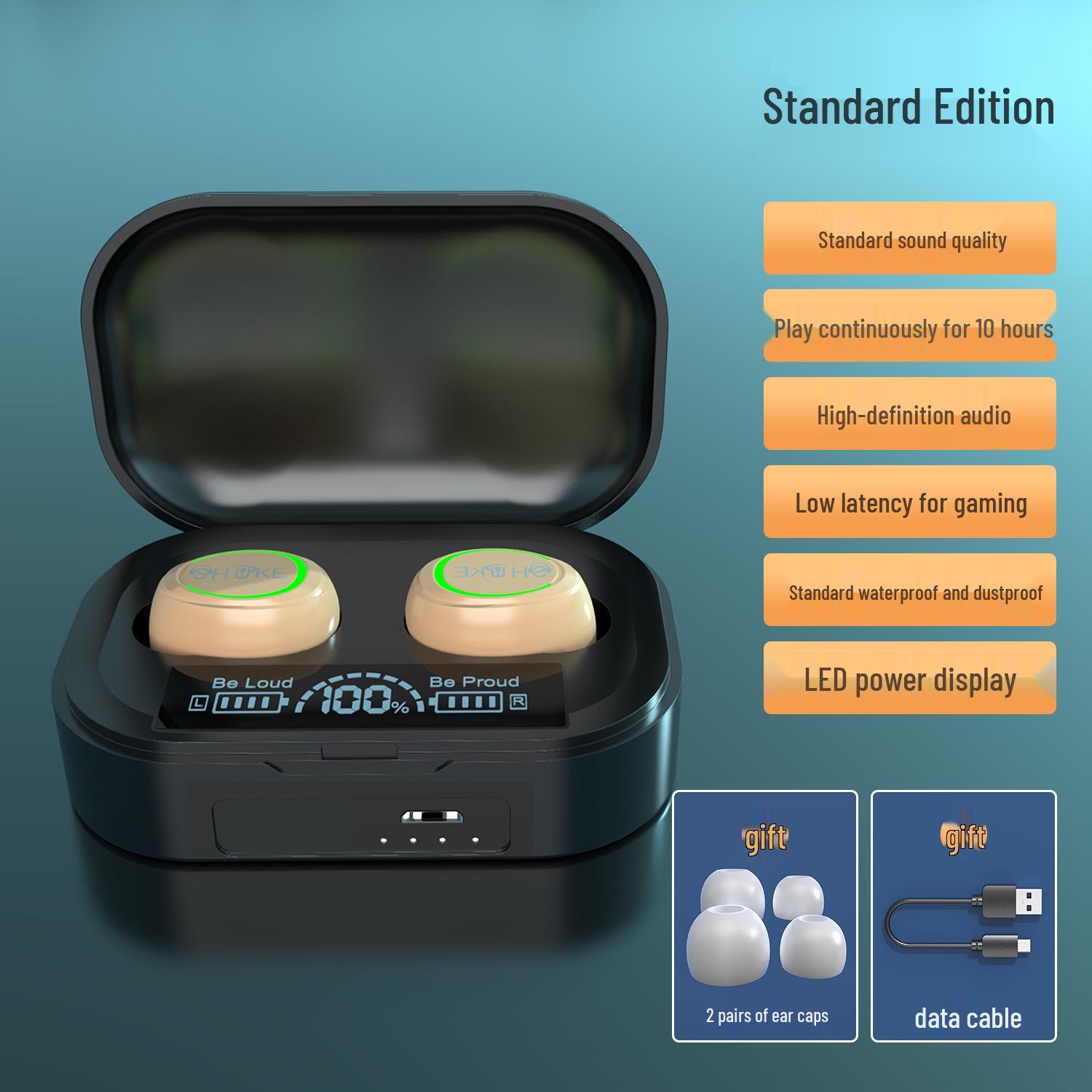 

2025 Wireless Bluetooth Earphones with Noise Cancelling and Long-Lasting Battery for High-Quality In-Ear Sound and Sports Use Standard