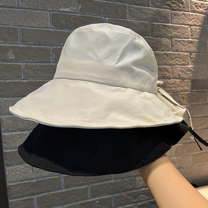 Bow big brim basin hat new fisherman hat children sweet versatile student fashion breathable sun hat