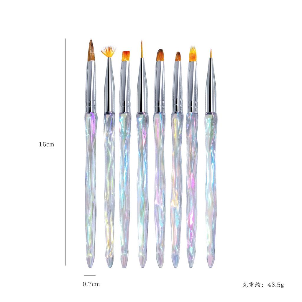 Japanese Gradual Change Nail Brush 8 Sets, Pull Line Smudge Light Therapy Pen Nail Tool Brush