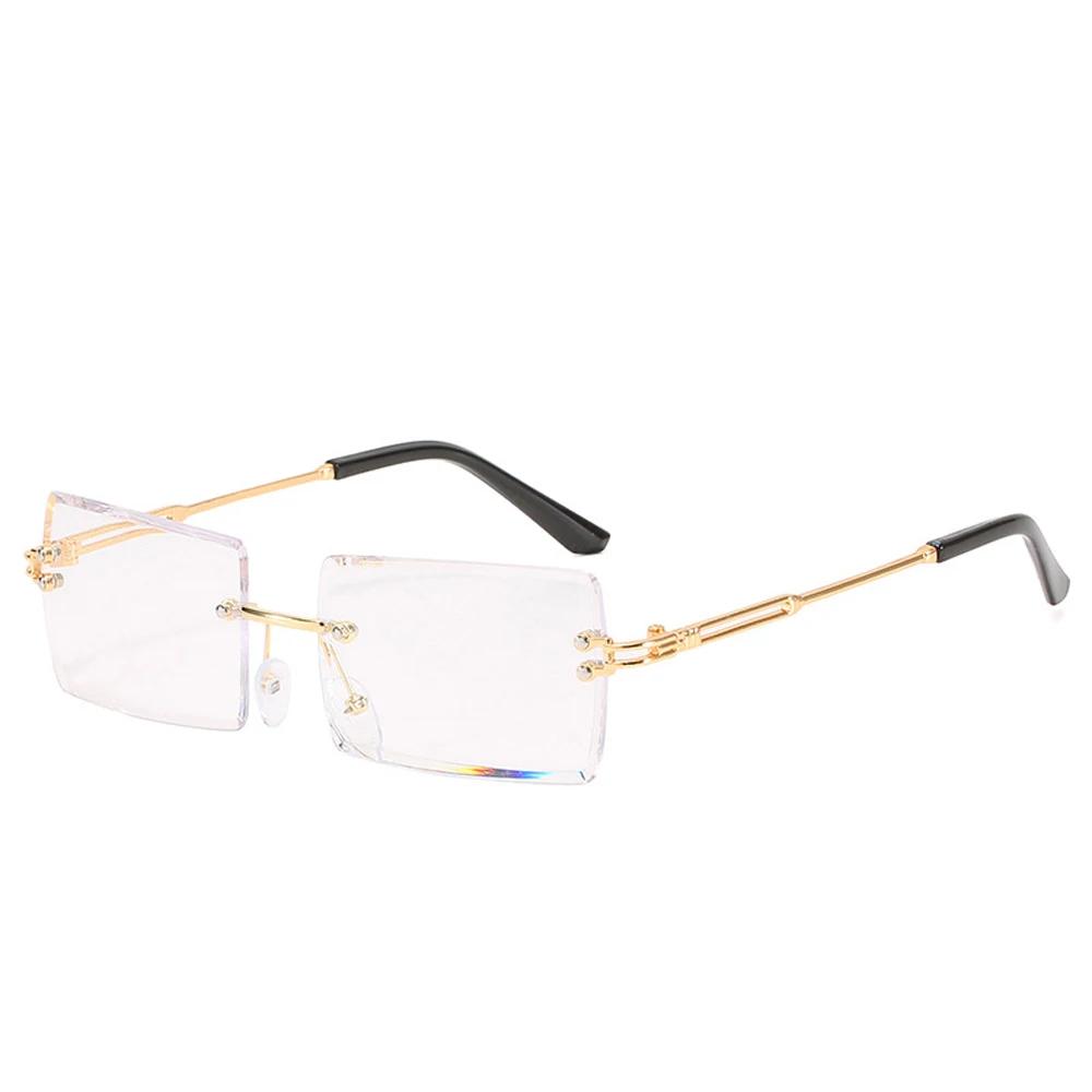 Rimless Rectangle Sun Glasses For Stylish Women And Men In Fashionable Brown Shades
