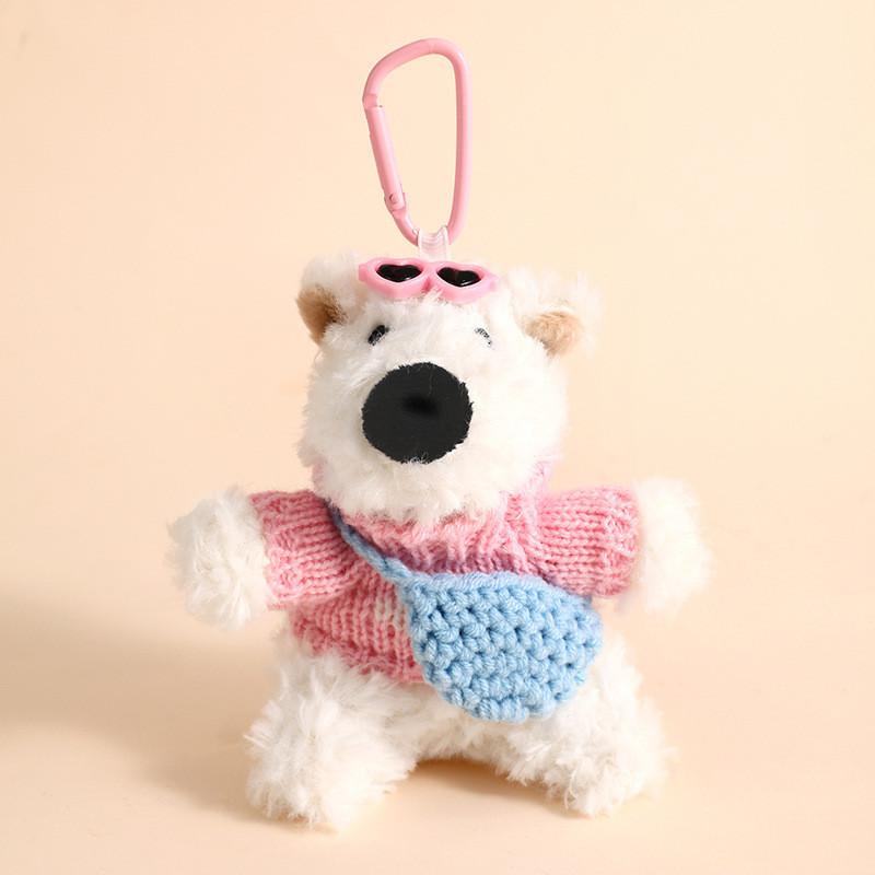 West Highland Terrier Pendant Plush Toy Puppy Car Keychain Dog Doll Accessories