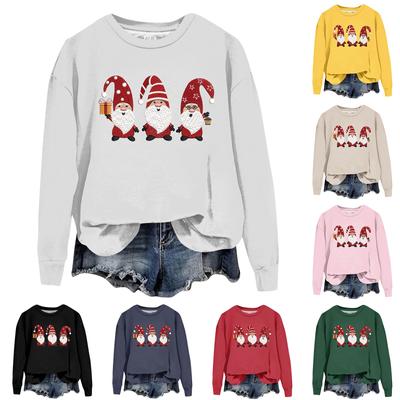 Women's Fashion Christmas Small Print Long Sleeve Loose Round Neck Sweatshirt