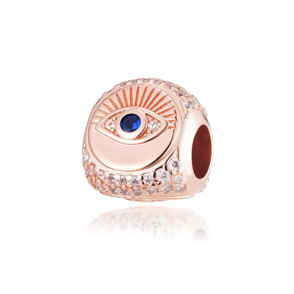New Rose Gold Color Charm For Women Shiny Cubic Zirconia Beads Heart Star Sun Diy Fit Original Silver 925 Bracelets Jewelry Gift