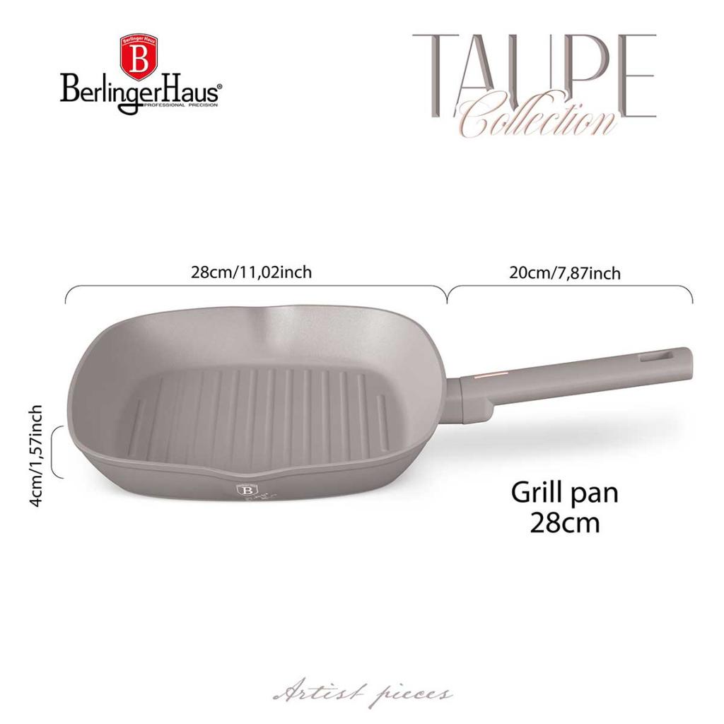 TITANIUM GRILL PAN 28cm BERLINGER HAUS BH-8096 TAUPE