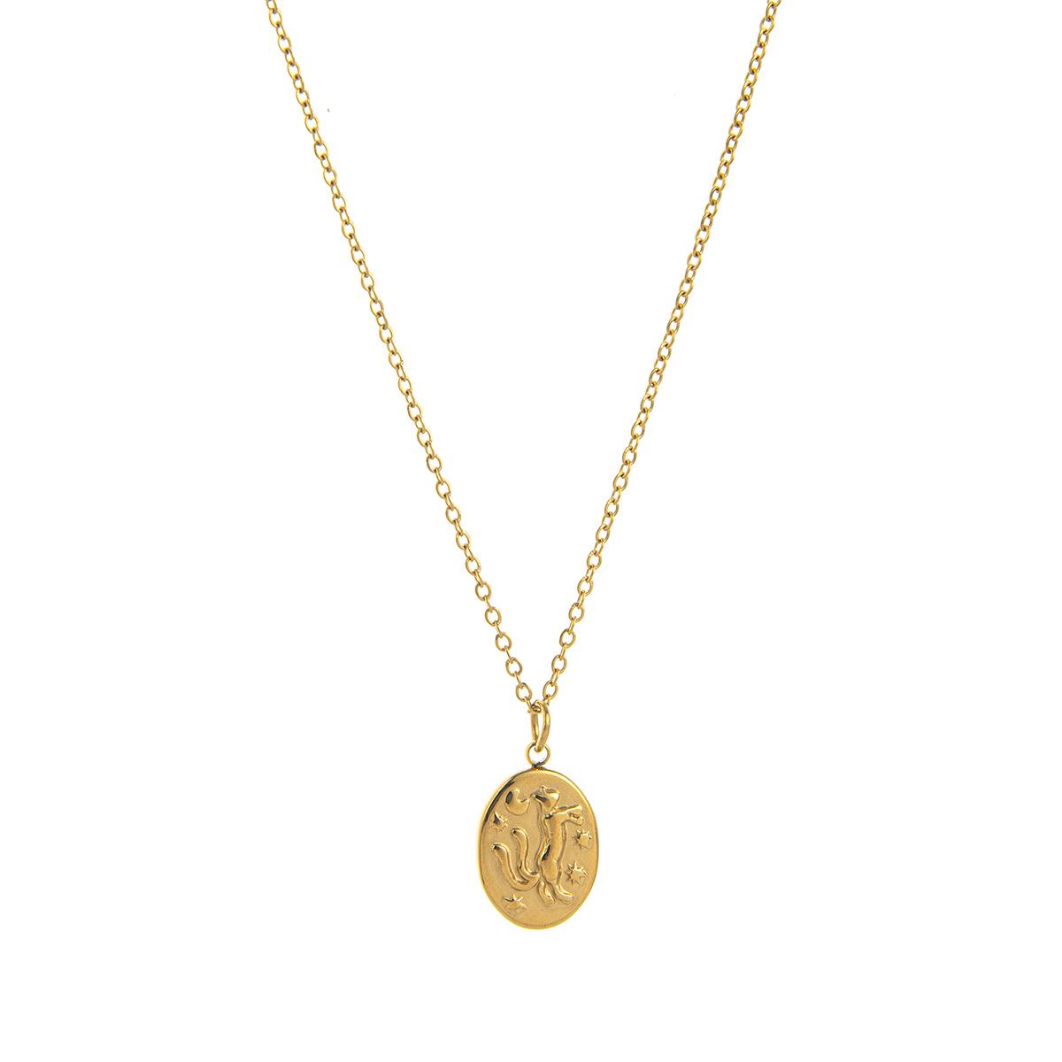 18K Gold Electroplated Tarot Rabbit Necklace with Colorful Drip Oil Painting on Titanium Steel