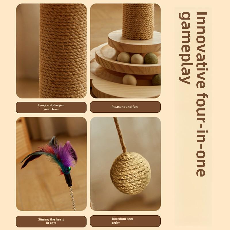 Hemp Rope Cat Climbing Frame: No-Crumb Scratching Board & Self-Entertaining Toy with Claw Column.