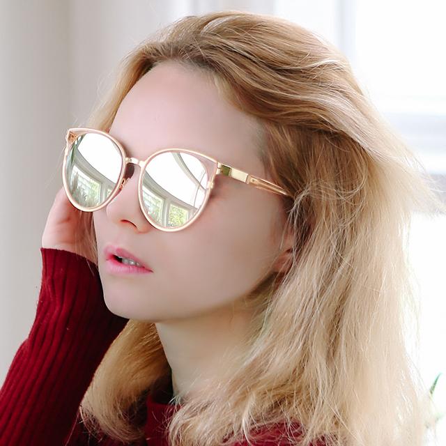 Eonadeoluteu Metal Combination Sunglasses Mayke Round Mirror