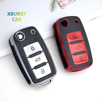 TPU Leather Remote Key Case Cover For VW Golf Polo Bora Beetle Tiguan for SEAT Leon Toledo Altea Ibiza for SKODA Fabia Superb