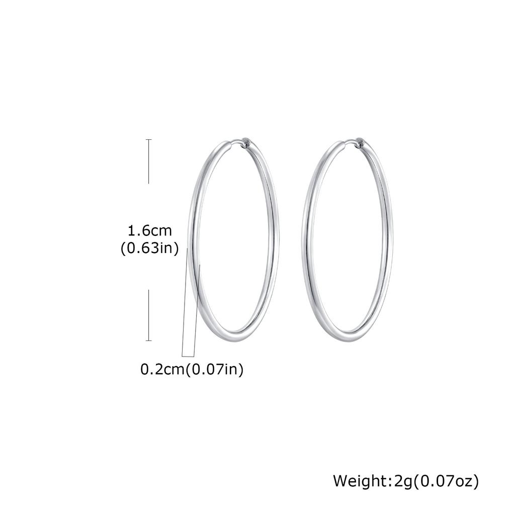 Wind stainless steel geometric large plain ring earrings plated with 18k gold simple earrings women's multi-specification 2mm, 4mm