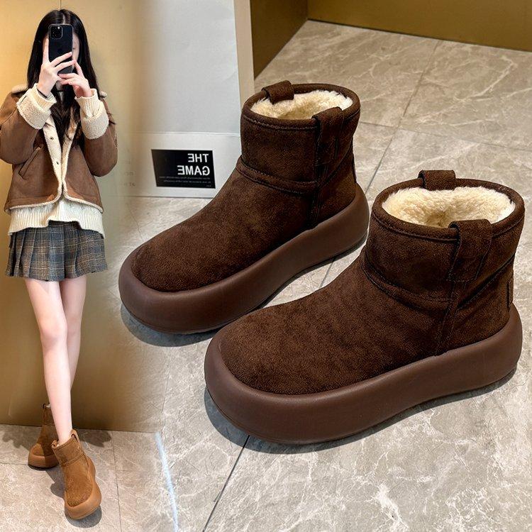 Thick-soled Warm Bread Shoes, Piled and Thickened Snow Boots for Women's 2025 Winter New Internet Celebrity Short Boots Cotton Shoes