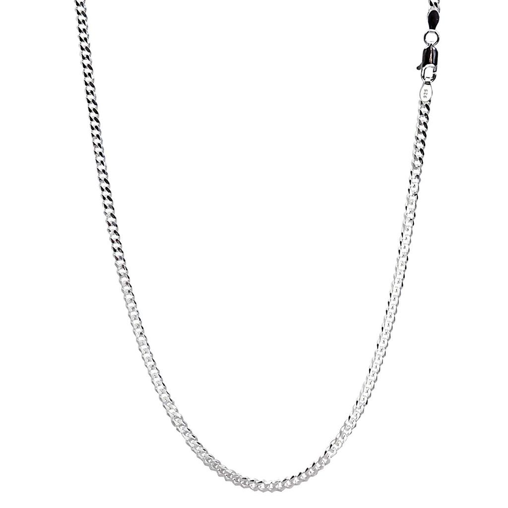 Sears Curb Chain 925 55cm Necklace, 6-Sided Cut, Silver, Silver, 2.9mm Wide,