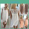 Elegante Abito Estivo da Spiaggia in Pizzo Senza Maniche Boho Taglie Forti per Donna