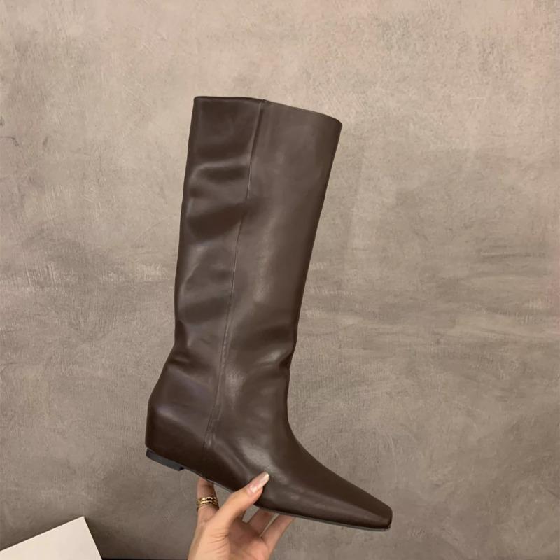 High Boots Fashion Square Toe Sleeve Soft Sole Non-Slip Inside Height Resistant Low Heel Shoes