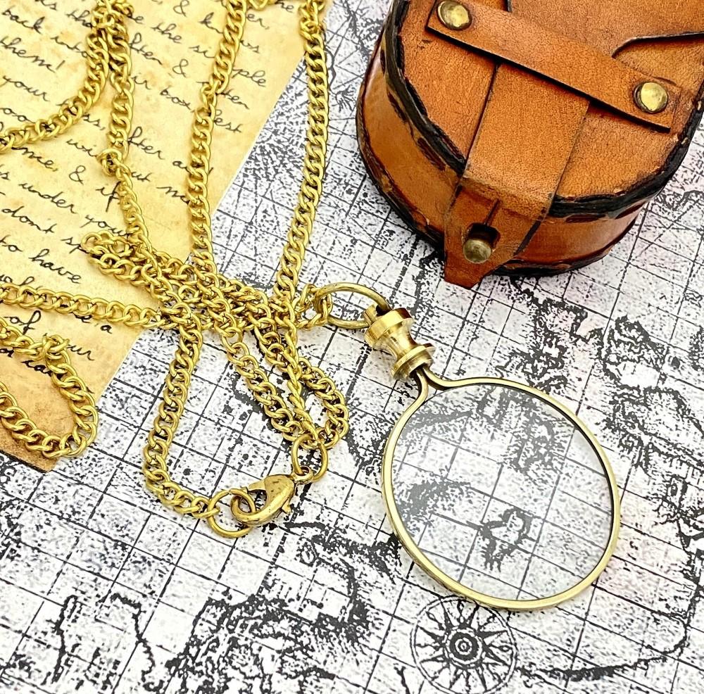 Lommeforstørrelsesglass & Læretui 20X Lommemonokkel Kostyme Antikk Retro,