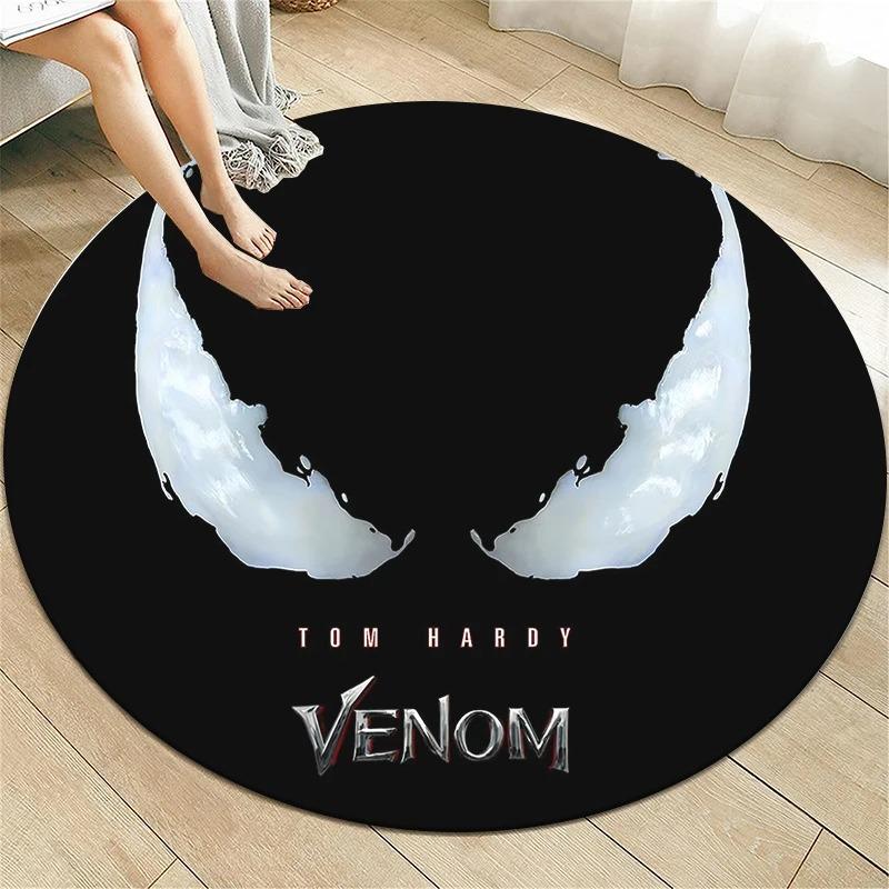 Disney Venom Movie HD Printed Round Carpet Living Room Sofa Chair Bedroom Rugs Flannel Anti-Slip Scary Home Decor Mat