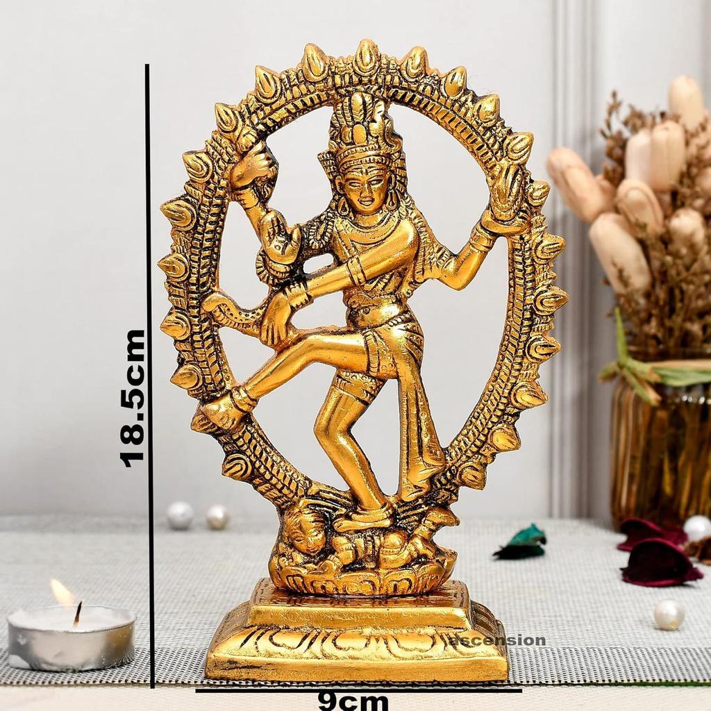 Gyllene Metallhantverk Shiva Idol Natraj Staty för Heminredning Dansande Shiva Natraja/Natrajan Prydnadsföremål Figurin Murti Dekoration & Gåvor