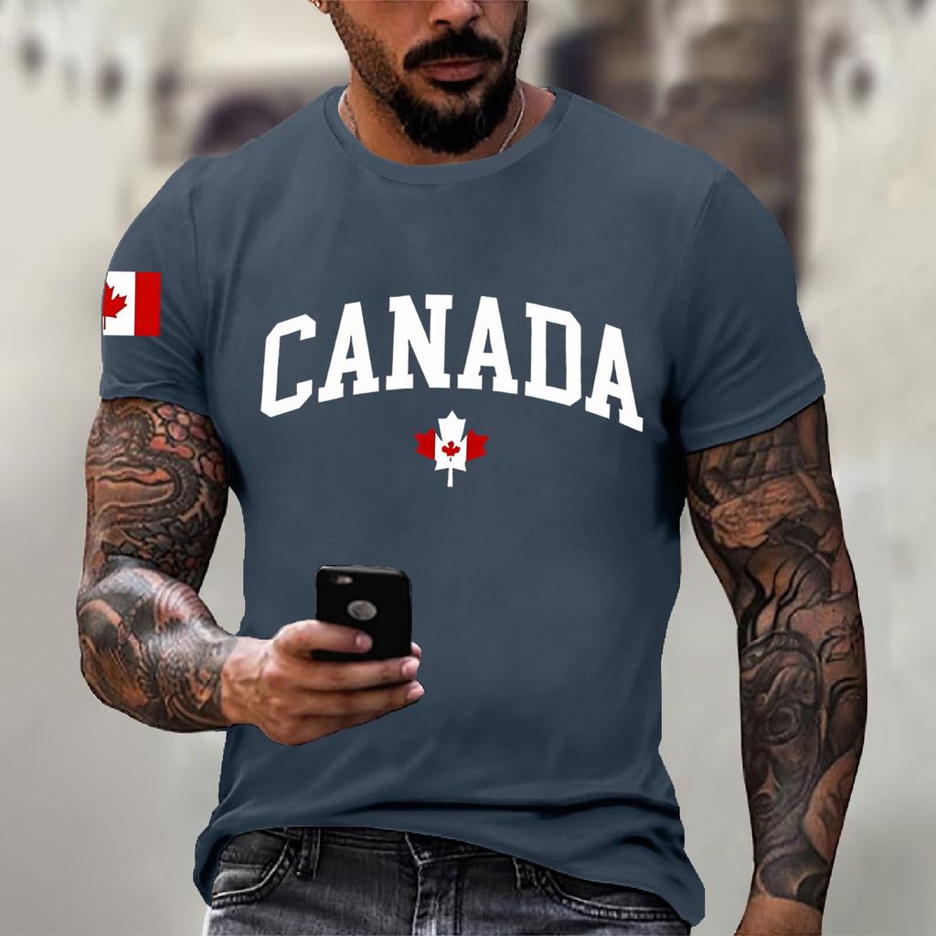 Men's Canadian Printed Round-neck Short-sleeved T-shirt