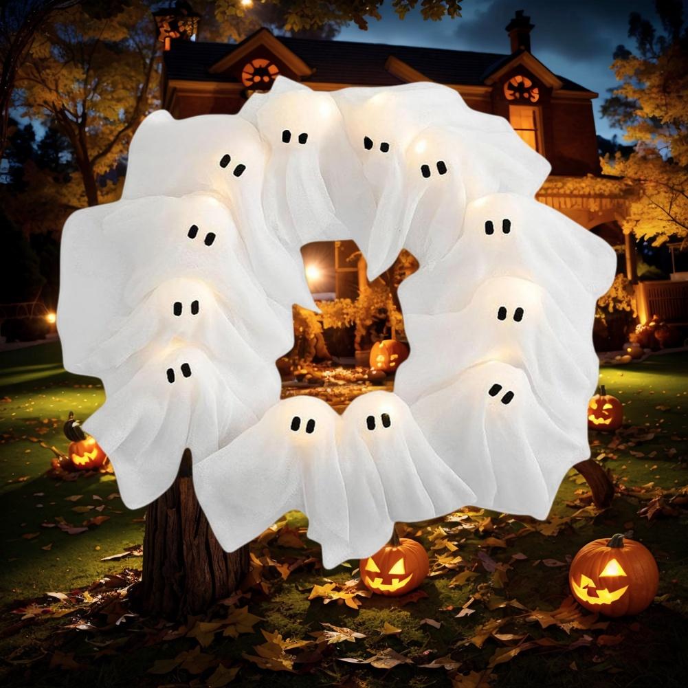 Glowing Spooky Wreath 12 LED Light-Up for Indoor Party