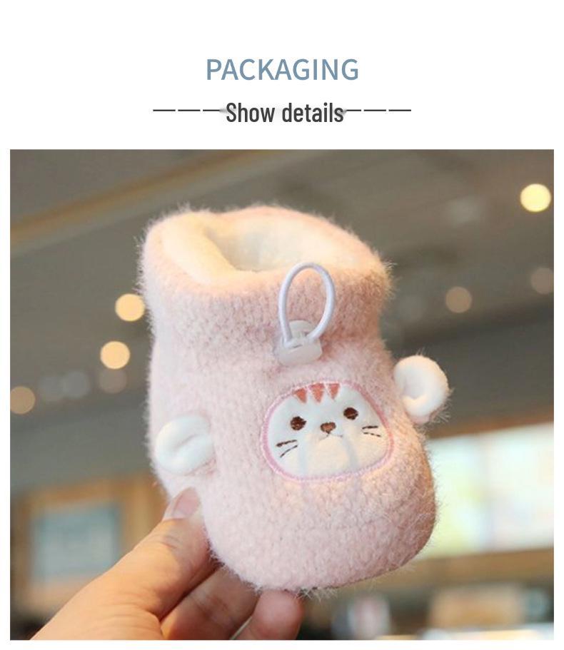 Winter Velvet-Lined Non-Slip Baby Shoes for Girls - Soft Sole, Warm Protection