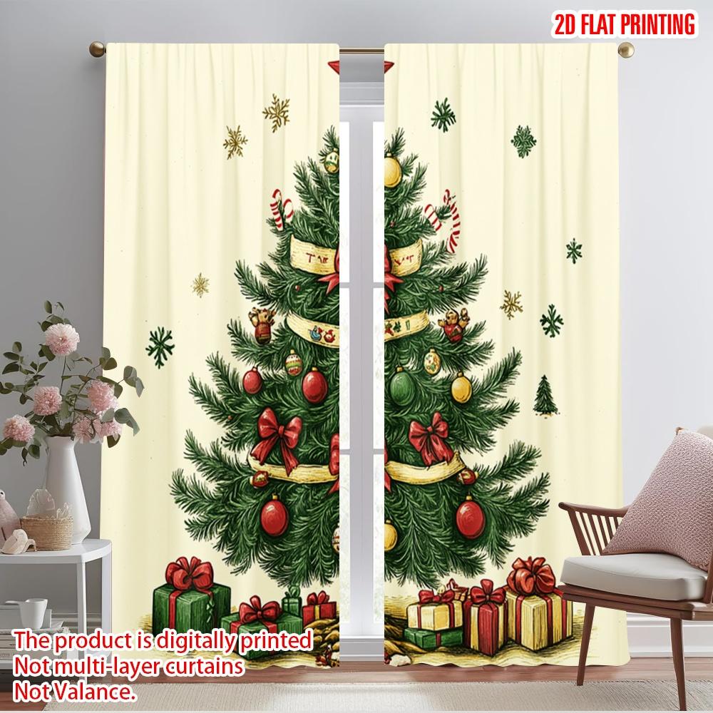

2 шт., 2D плоская печать Шторы Рулонные шторы Украшения для рождественской елки Праздничные украшения Универсальные 100% полиэстер (без 52.50×116.00 CM 2pcs