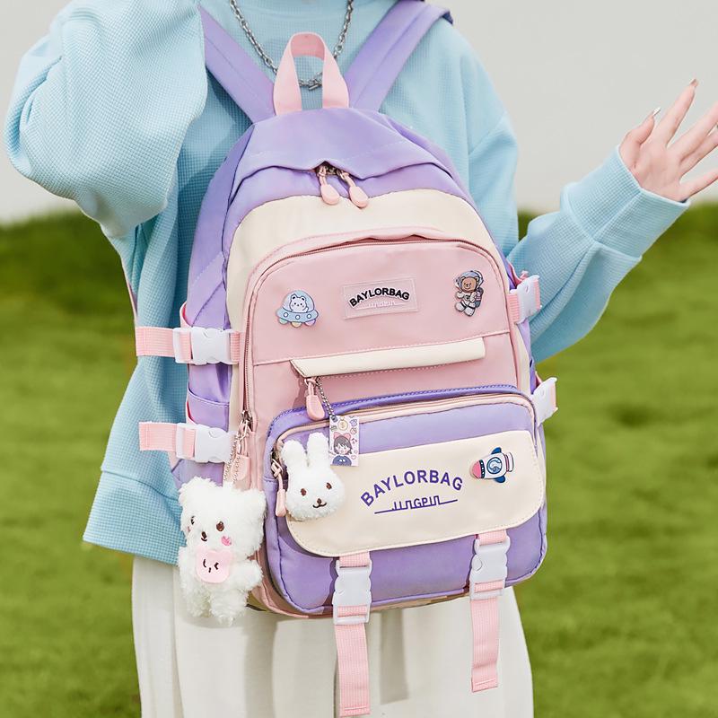 2024 Large Capacity Casual College Style Backpack for Girls - Fashionable Travel and School Bag for Junior High Students