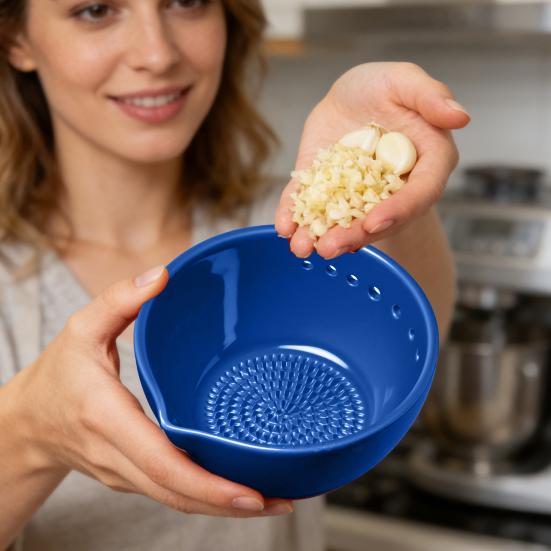 Tarka do czosnku Obieraczka do ziół Miska 2 w 1 Wielofunkcyjne Obieranie Czosnku Imbiru Sera Ziół Kuchenne Narzędzia do Przygotowywania z Wbudowaną Płytą Tarkową