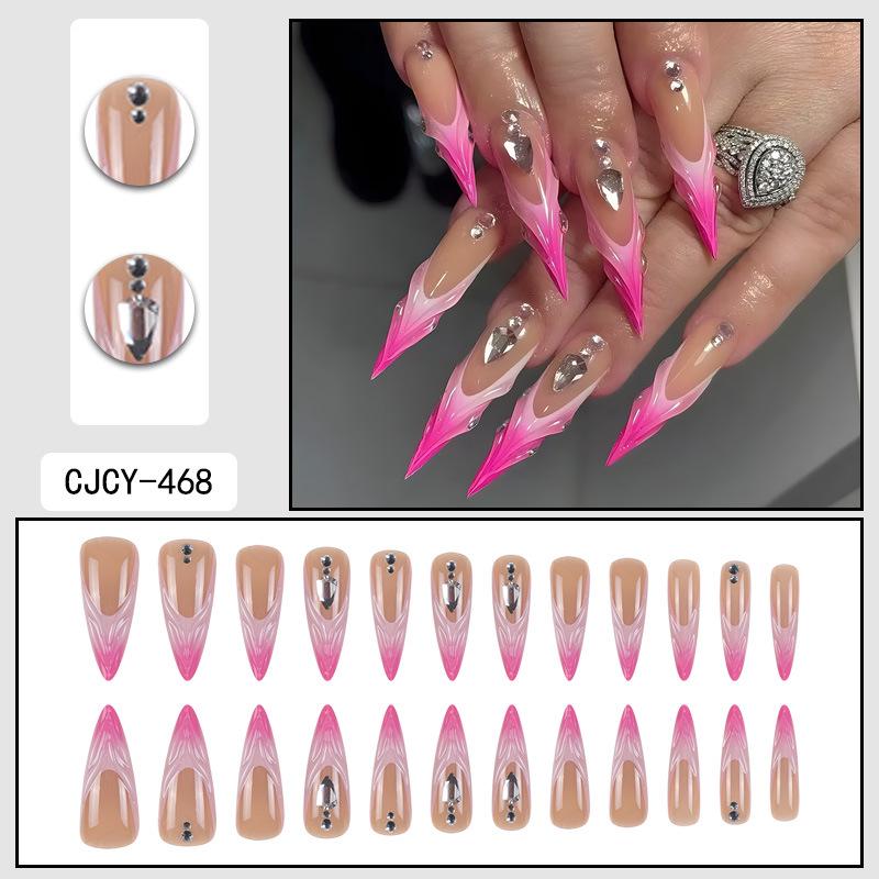 O8 Long Nail Art Tips - European & American High-End Wearable Summer Stickers