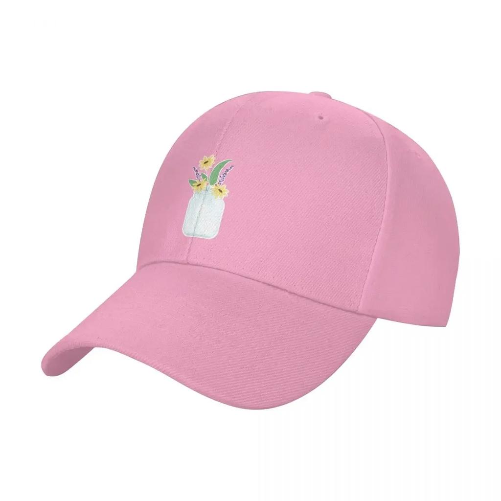 New Mason Jar with Flowers Baseball Cap Unisex Hat Horse Hat Hat Unisex Unisex Luxury Sun Hats For Women Unisexs