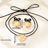 Sophisticated Sturdy Flocking Chain Necklace and Earrings Set With Alloy Materials Heart Pendant Designs for Women