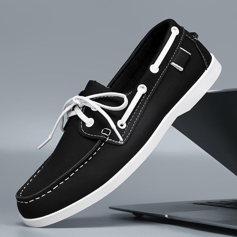 Fashion Lace-Up Fashion Men Loafers Slip on Flats Male Classic Boat Shoes Leather Hot Sale Men's Leisure Walk Men Wedding Dress Shoes