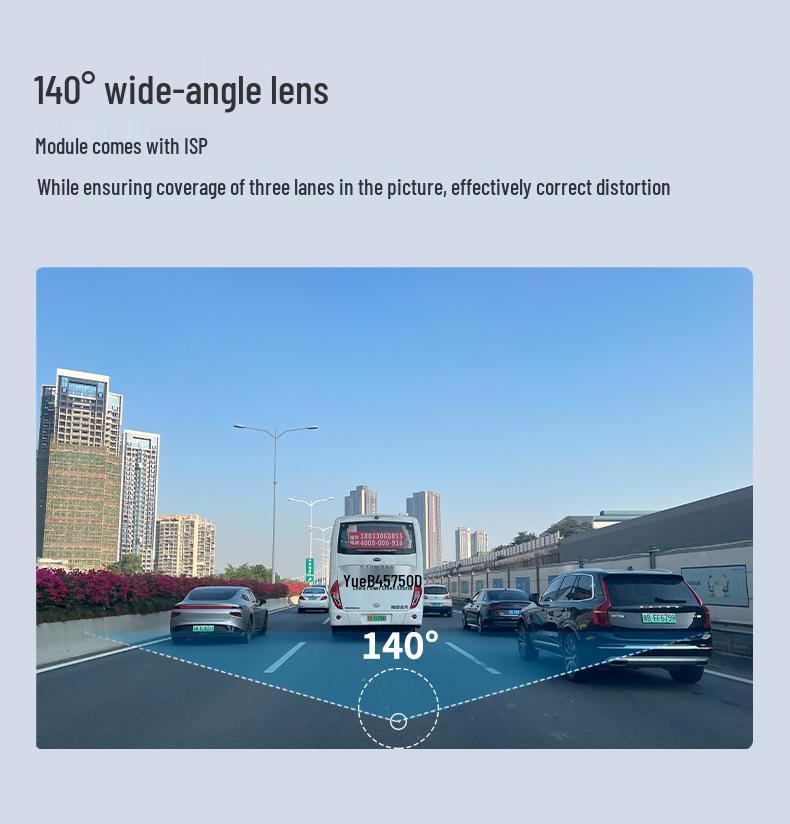 U-Shaped WiFi Dash Cam with Mobile Connectivity, HD Recording, 24-Hour Parking Monitor, Universal Fit