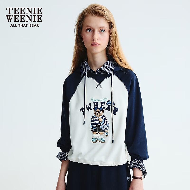 Teenie Weenie Women's Color-block Bear Hooded Sweatshirt
