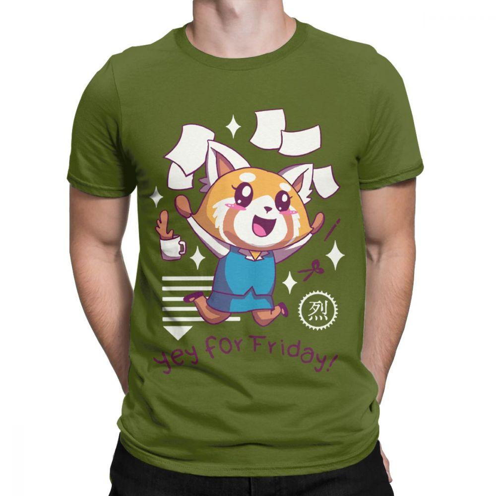 T Shirt for Men Aggretsuko Tee Shirt Aggressive Retsuko Yey For Friday Happy Weeken Tshirt 100 Cotton TShirts Party Clothing
