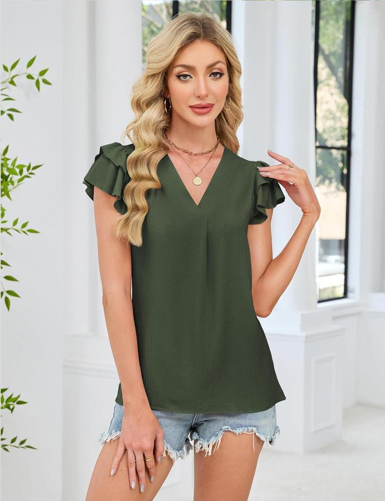 2025 Women's V-neck Polyester Short-sleeve T-shirt - 14 Colors, Casual Versatile Base Layer for Winter.