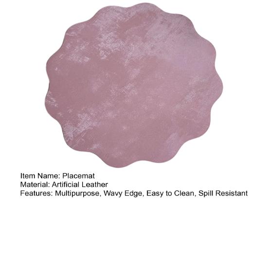 Yousheng Round Wavy Flower Placemat, Waterproof Oil-Proof Placemat, Artificial Leather Heat Insulation Table Mat Coaster for Dining Table