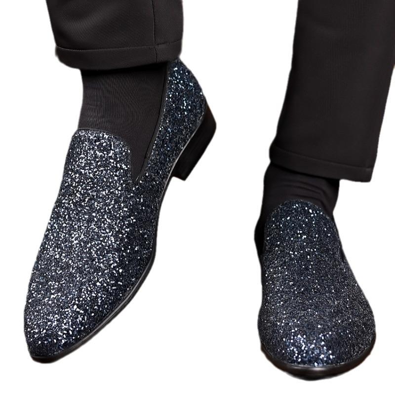 Fashion Luxury Loafers Men Shoes Gold Silver High Quality Sequin Wedding Shoes New Fashion Designer Slip On Flats Men Formal Party Shoes