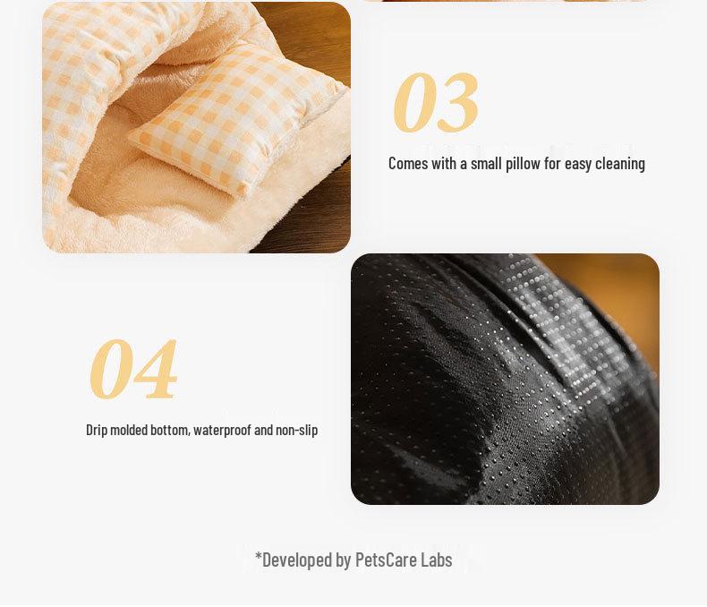 Ζεστό Κρεβάτι για Γάτες & Σκύλους: Χοντρός χαριτωμένος υπνόσακος για φθινόπωρο/χειμώνα, ζεστός, κλειστό στρώμα για κατοικίδιο.