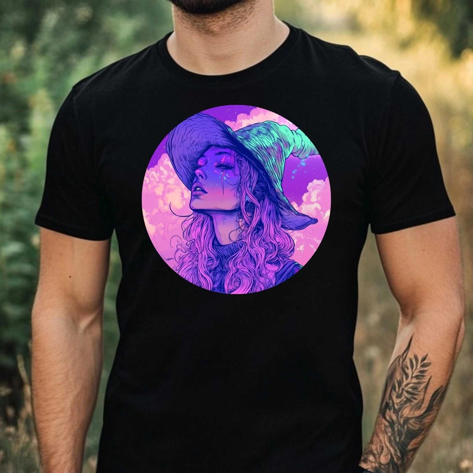 T-Shirt Herren Hexe Vaporwave Motiv Baumwolle Größe XS bis 5XL L