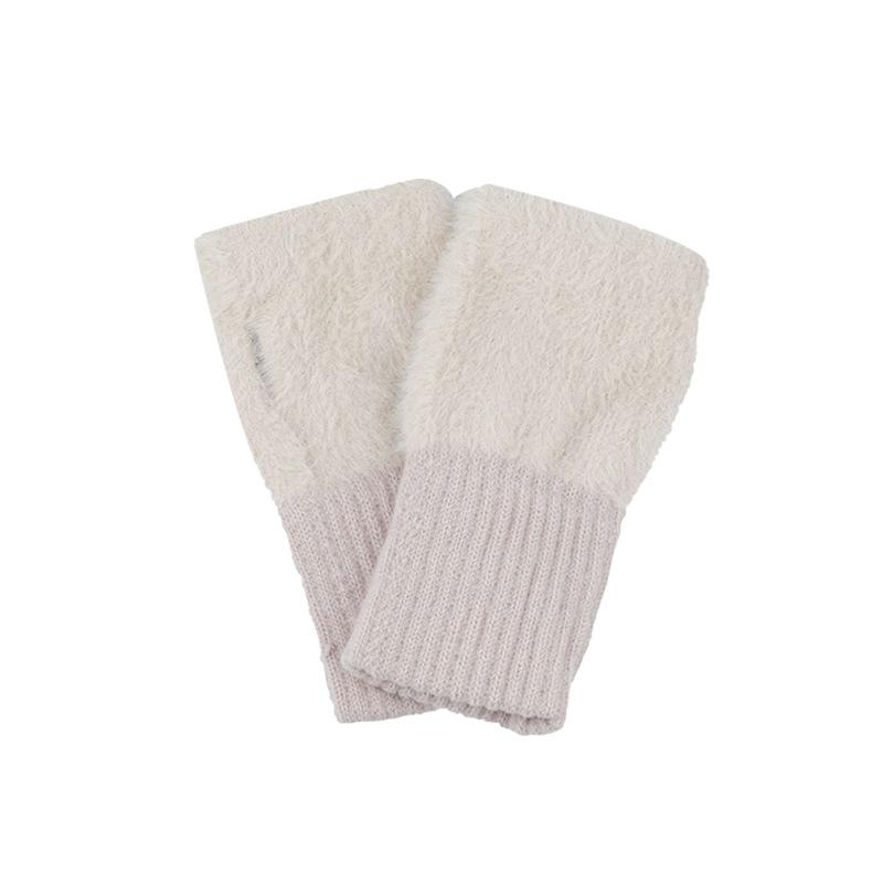 Gestrickte Halbfingerhandschuhe für Damen, Niedliche Winter-Fingerlose Halbfingerhandschuhe für Schülerinnen, Plüsch-Warme Handschuhe zum Schreiben