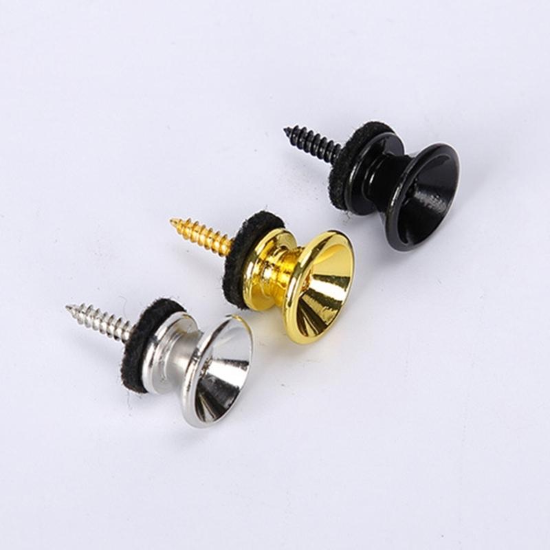 2Pcs/pack Guitar Strap Buttons End Pins with Mounting Screws and Felts Cushions Metal Guitar Strap Locks Strap Buttons