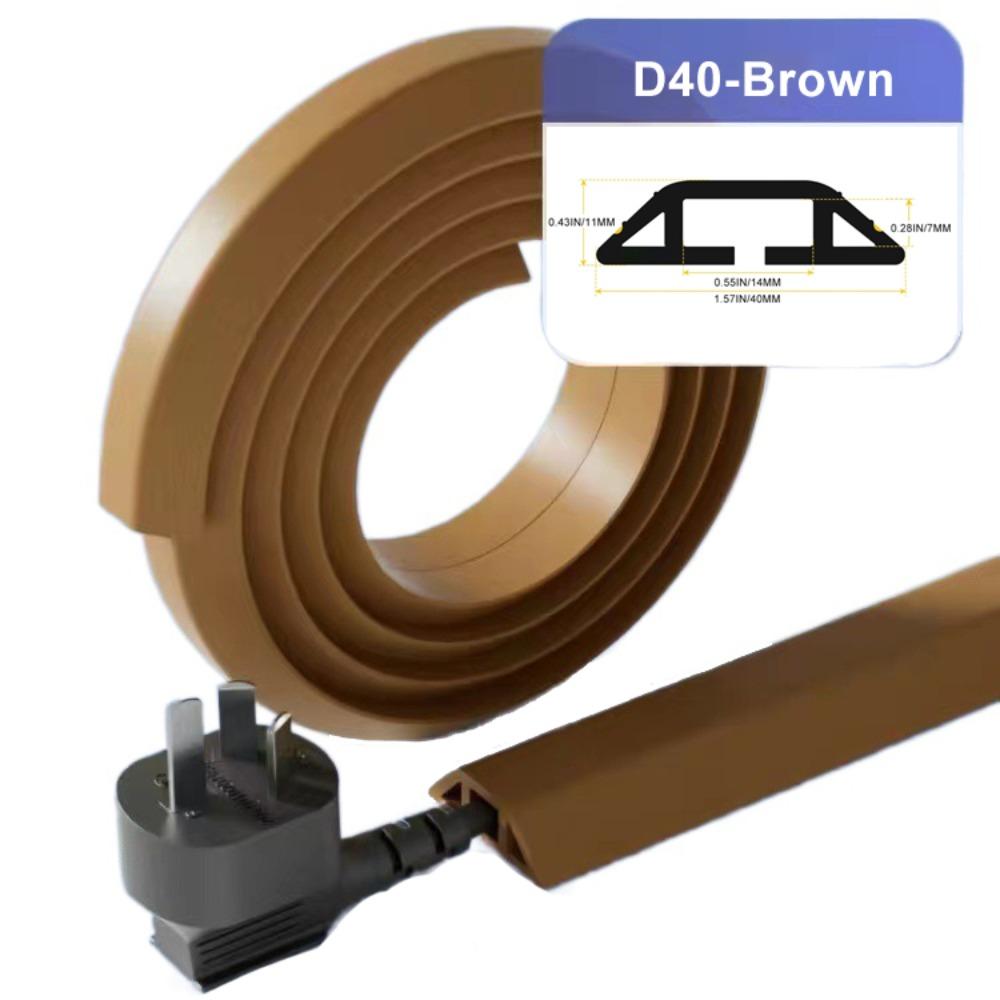 

ПВХ-укрытие для провода 1 м Защитный чехол для шнура питания Профессиональное напольное покрытие для шнура питания на открытом воздухе D40-Brown