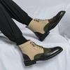 Ankle Boots for Men Brown Business Round Toe Lace-up Pu Mens Boots  Size 38-46 Men Shoes