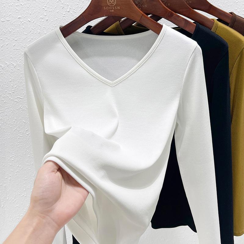 Bottom shirt women's inner summer new long-sleeved low-neck slim-fitting versatile top