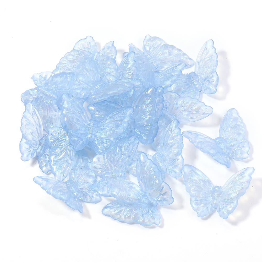 20pcs 36.5x27mm Acrylic Butterfly Beads Colorful Luminous Loose Beads For Jewelry Making DIY Necklace Earrings Phone Key Chain