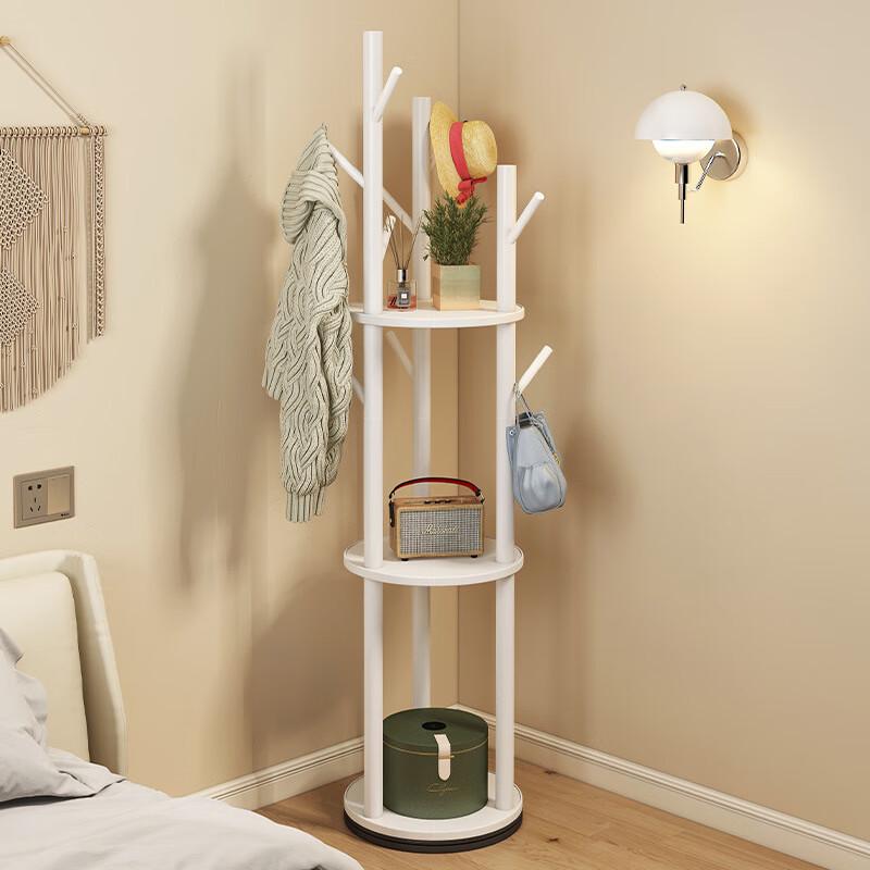 Rotating Solid Wood Coat Rack with Round Base