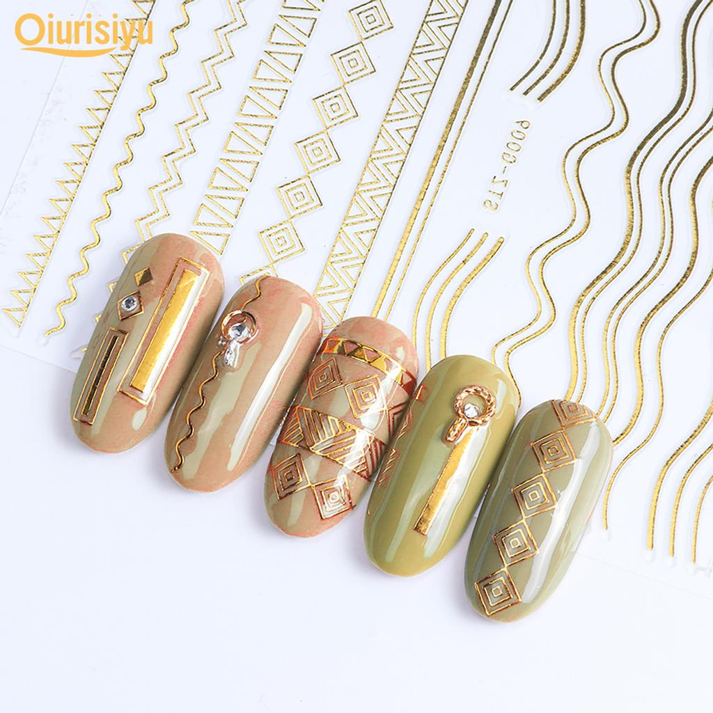 Gold Colour Geometry Shapes Nail Art Sticker
