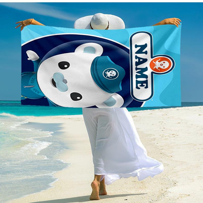 Custom Name Ultra-Soft Beach Towel with The Octonauts Theme,Ideal for Pool - Camping, Diving - Perfect Travel Essential, Vibrant Beach Towel.