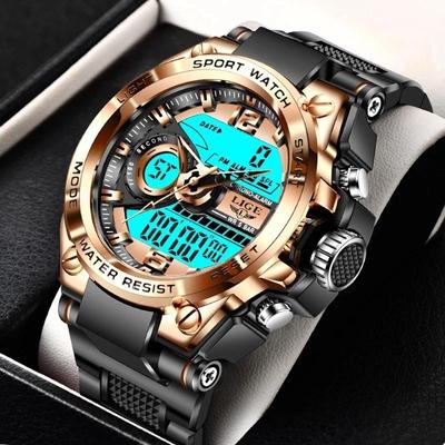 Orologio digitale da uomo alla moda Orologio sportivo da polso impermeabile da 50 m con orologio al quarzo LED