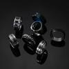Stainless Steel Casting Natural Stone Ring Seven-piece Set Rotatable Black Oil Ring Men's Jewelry Set